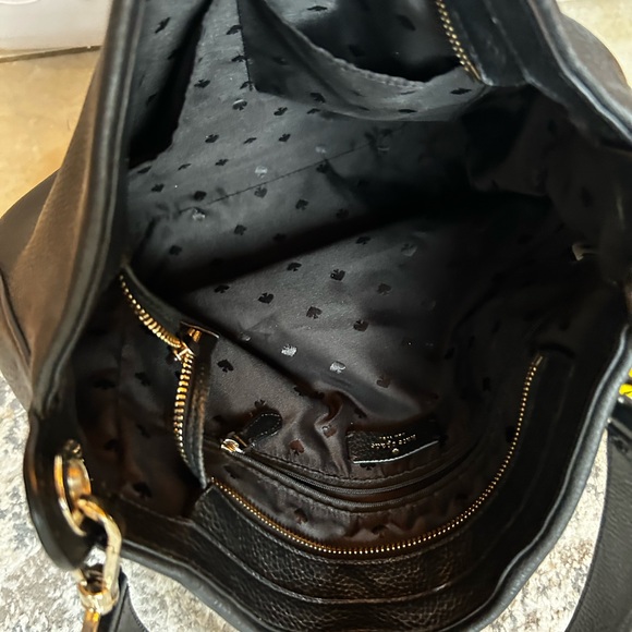 Kate Spade women’s 100% pebble leather top handle  shoulder handbag zip  black - Picture 3 of 8